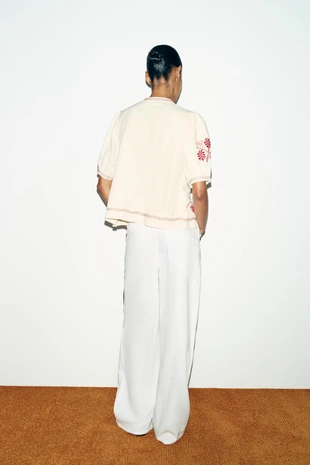 Блуза с вышивкой и кисточками- Заказать в России