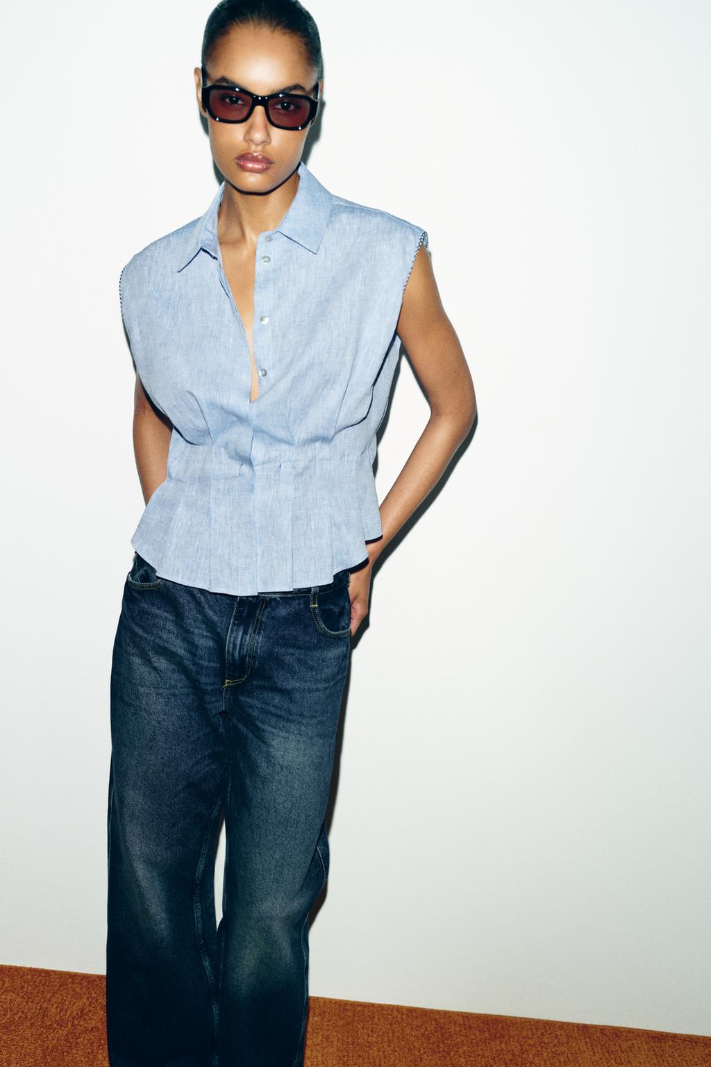 ТОП ИЗ ЛЬНА С ВЫТАЧКАМИ