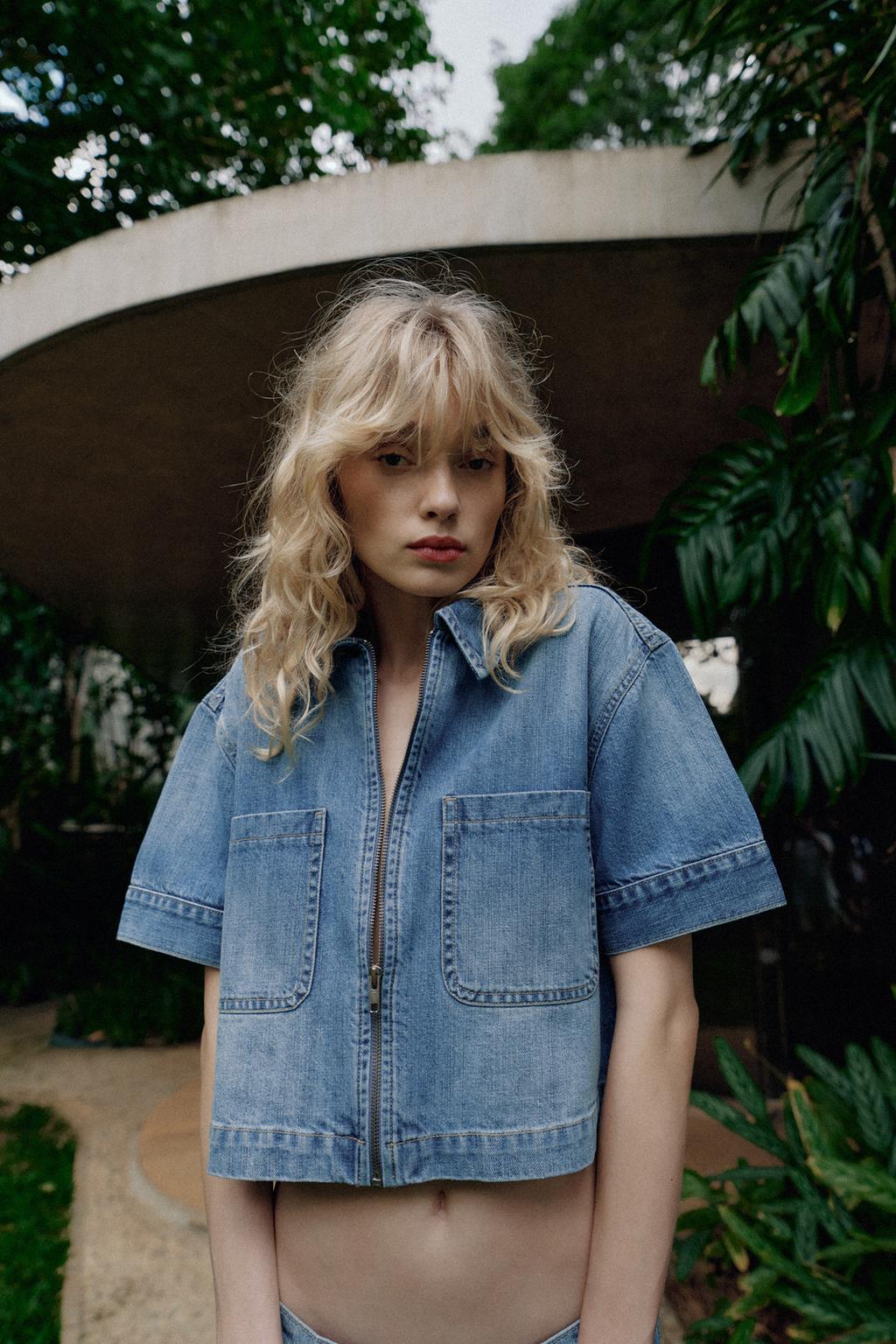 ДЖИНСОВАЯ РУБАШКА Z1975 С КОРОТКИМ РУКАВОМ