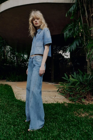 Джинсовая рубашка Z1975 с коротким рукавом- Заказать в России