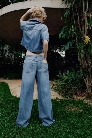 Джинсовая рубашка Z1975 с коротким рукавом- Заказать в России