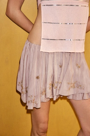 Мини-юбка с воланами и бусинами- Заказать в России