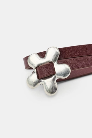 Двойной ремень из искусственной кожи с цветами- Заказать в России