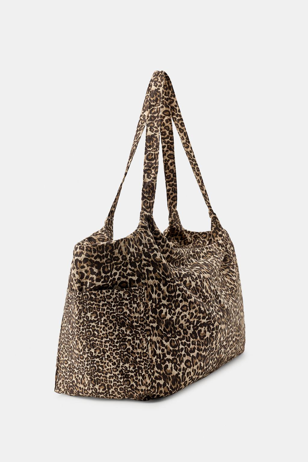 БОЛЬШАЯ ХЛОПКОВАЯ СУМКА С АНИМАЛИСТИЧЕСКИМ ПРИНТОМ