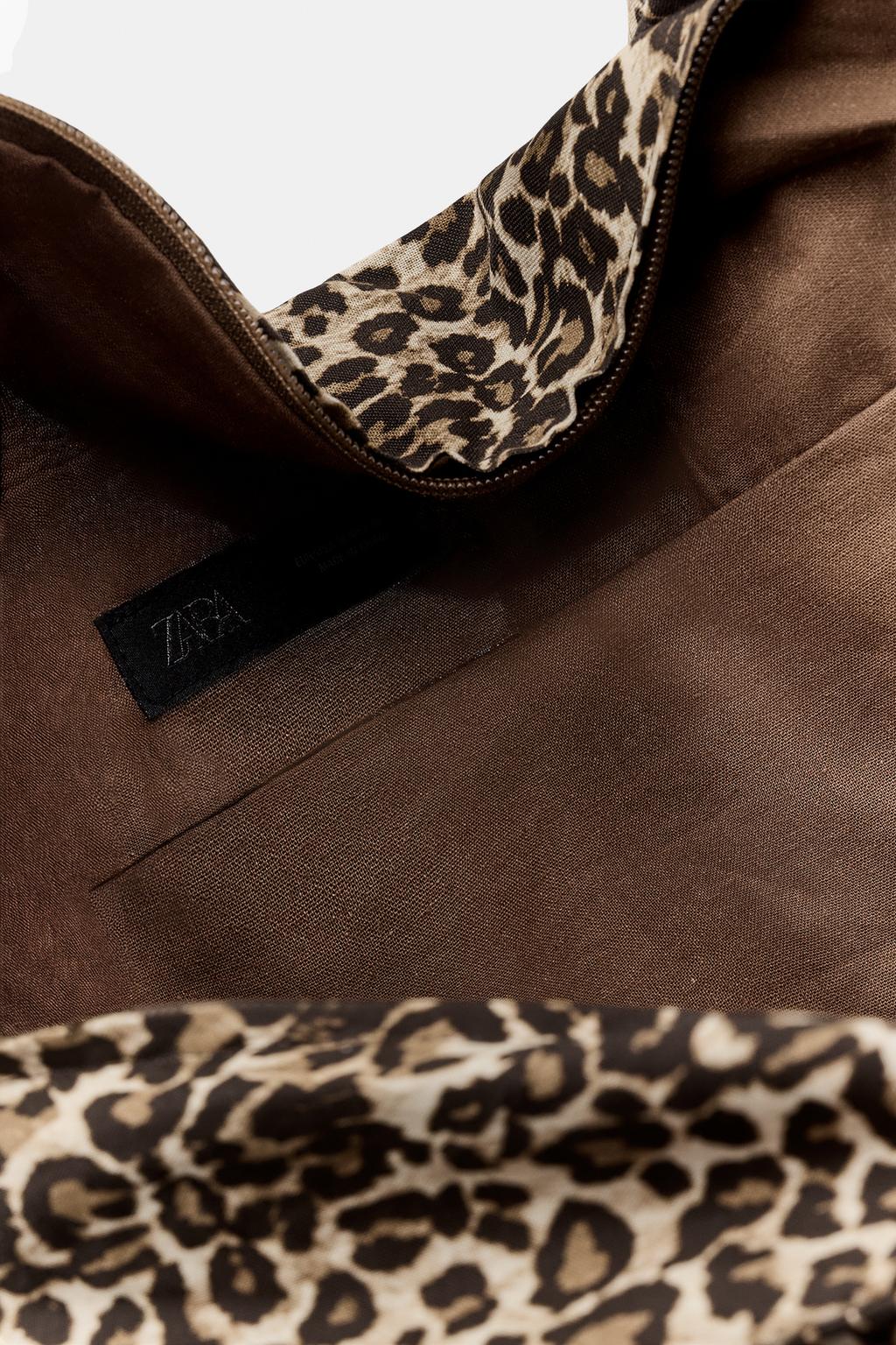 БОЛЬШАЯ ХЛОПКОВАЯ СУМКА С АНИМАЛИСТИЧЕСКИМ ПРИНТОМ