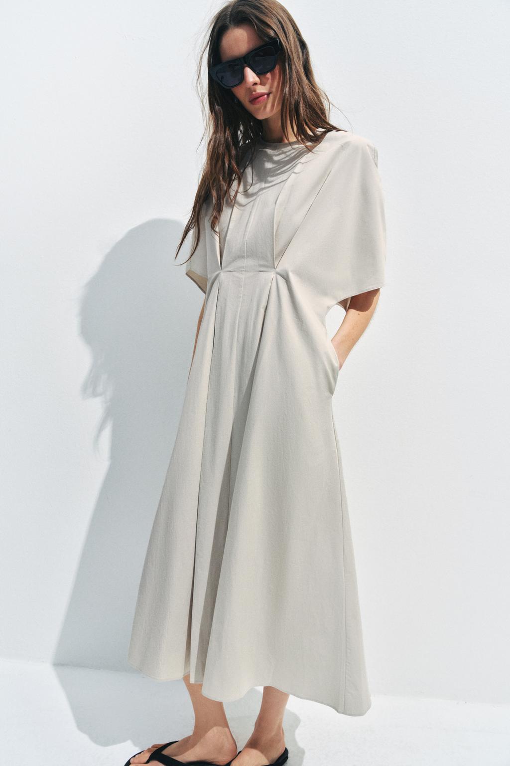 ПЛАТЬЕ ИЗ ПОПЛИНА СО СКЛАДКАМИ — ZW COLLECTION
