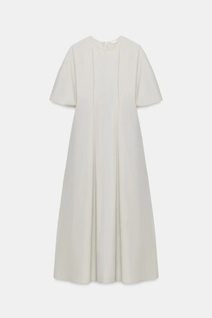 Платье из поплина со складками — коллекция Zara «Zw»- Заказать в России