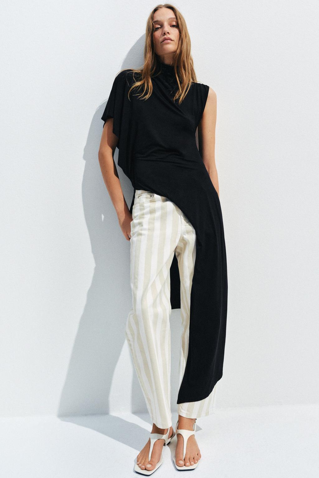 ЗАУЖЕННЫЕ ДЖИНСЫ В ПОЛОСКУ СО СРЕДНЕЙ ПОСАДКОЙ — ZW COLLECTION