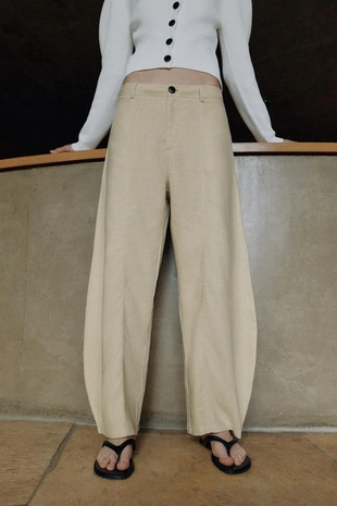 Брюки Balloon из льна- Заказать в России