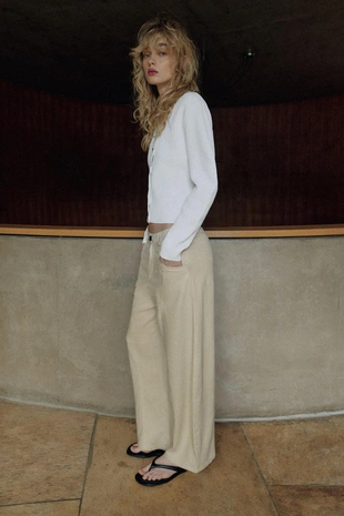 Брюки Balloon из льна- Заказать в России