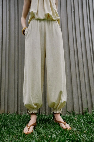 Брюки-багги с эластичным поясом- Заказать в России