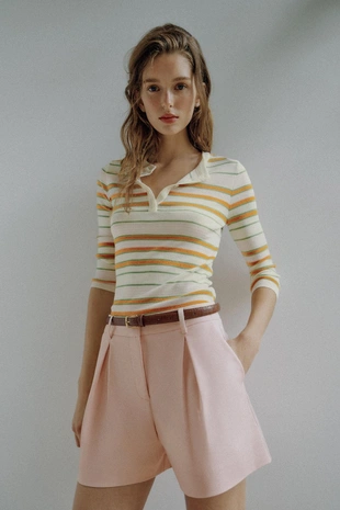 Бермуды с защипами и ремнем- Заказать в России