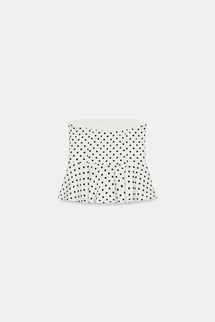 Топ с баской и открытыми плечами в горошек- Заказать в России