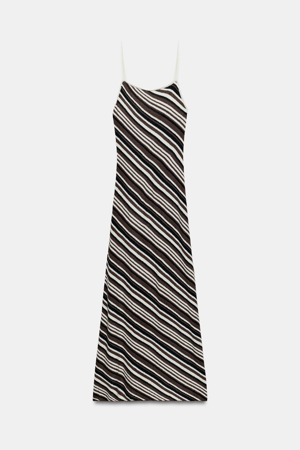 ПЛАТЬЕ МИДИ ИЗ ТКАНИ С ПОЛОСКАМИ