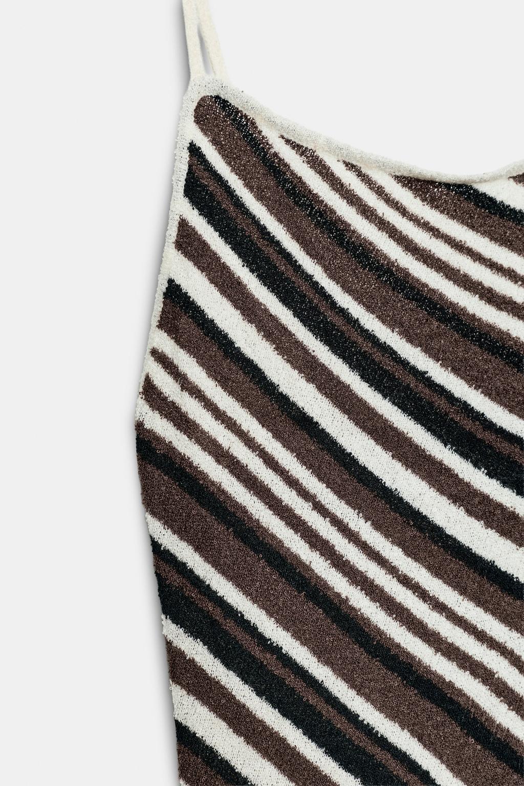 ПЛАТЬЕ МИДИ ИЗ ТКАНИ С ПОЛОСКАМИ