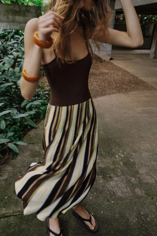 Платье из ткани в полоску- Заказать в России