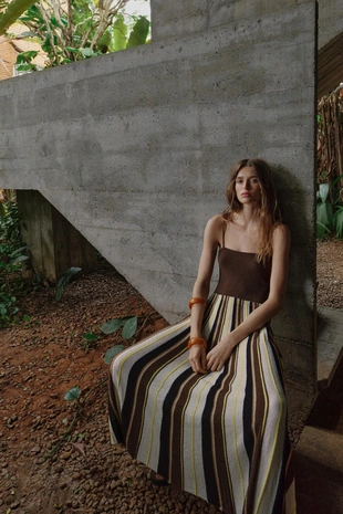 Платье из ткани в полоску- Заказать в России