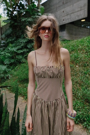 Платье в полоску из поплина- Заказать в России