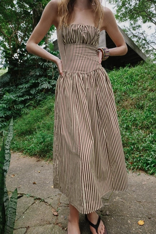 Платье в полоску из поплина- Заказать в России