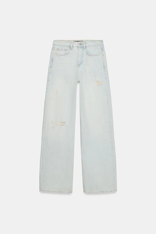 Джинсы Z1975 прямого кроя со средней посадкой и разрезами- Заказать в России