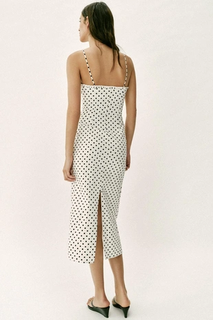 Платье миди в горошек в корсетном стиле- Заказать в России