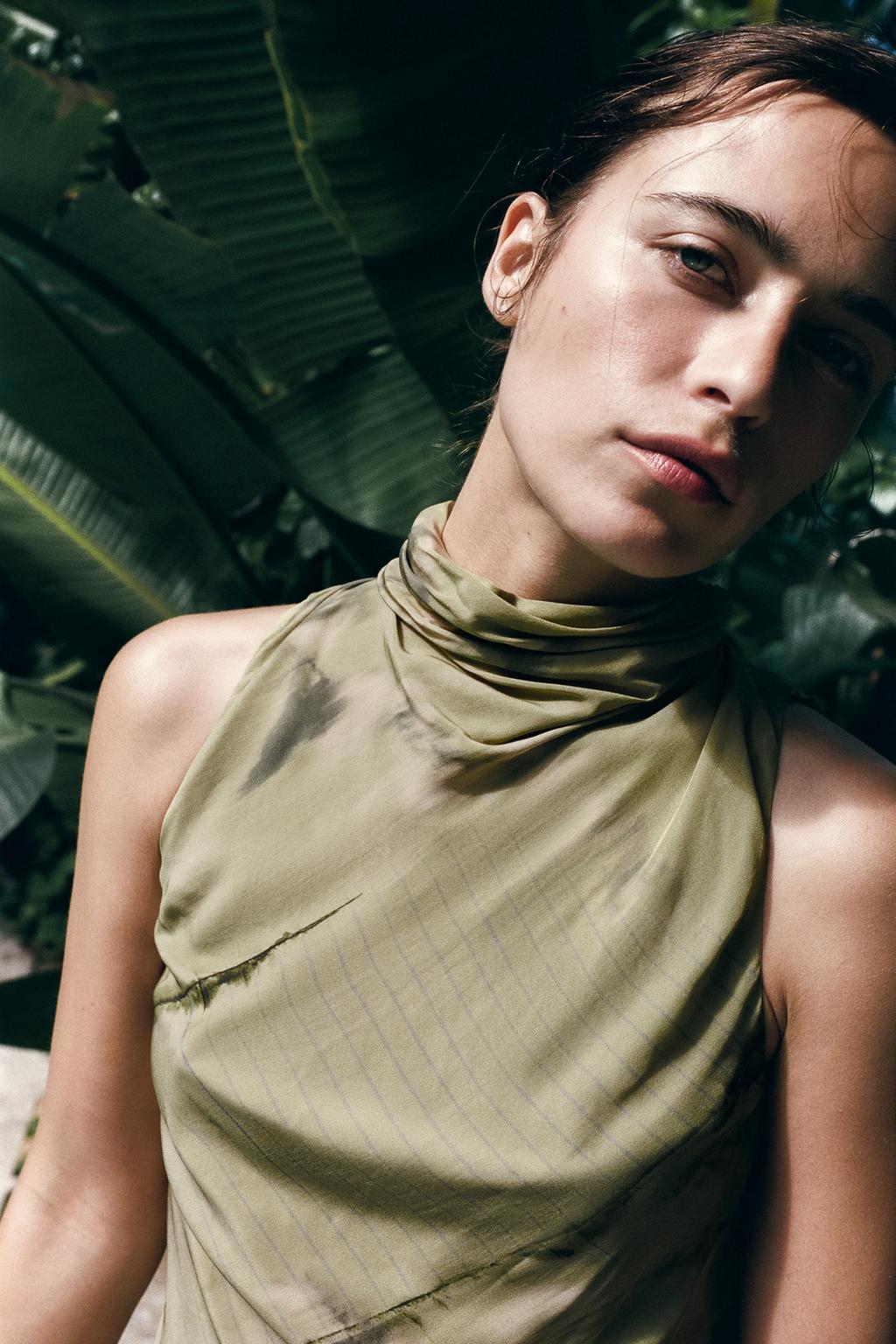 ПЛАТЬЕ МИДИ С ПРИНТОМ И ВОРОТНИКОМ-СТОЙКОЙ