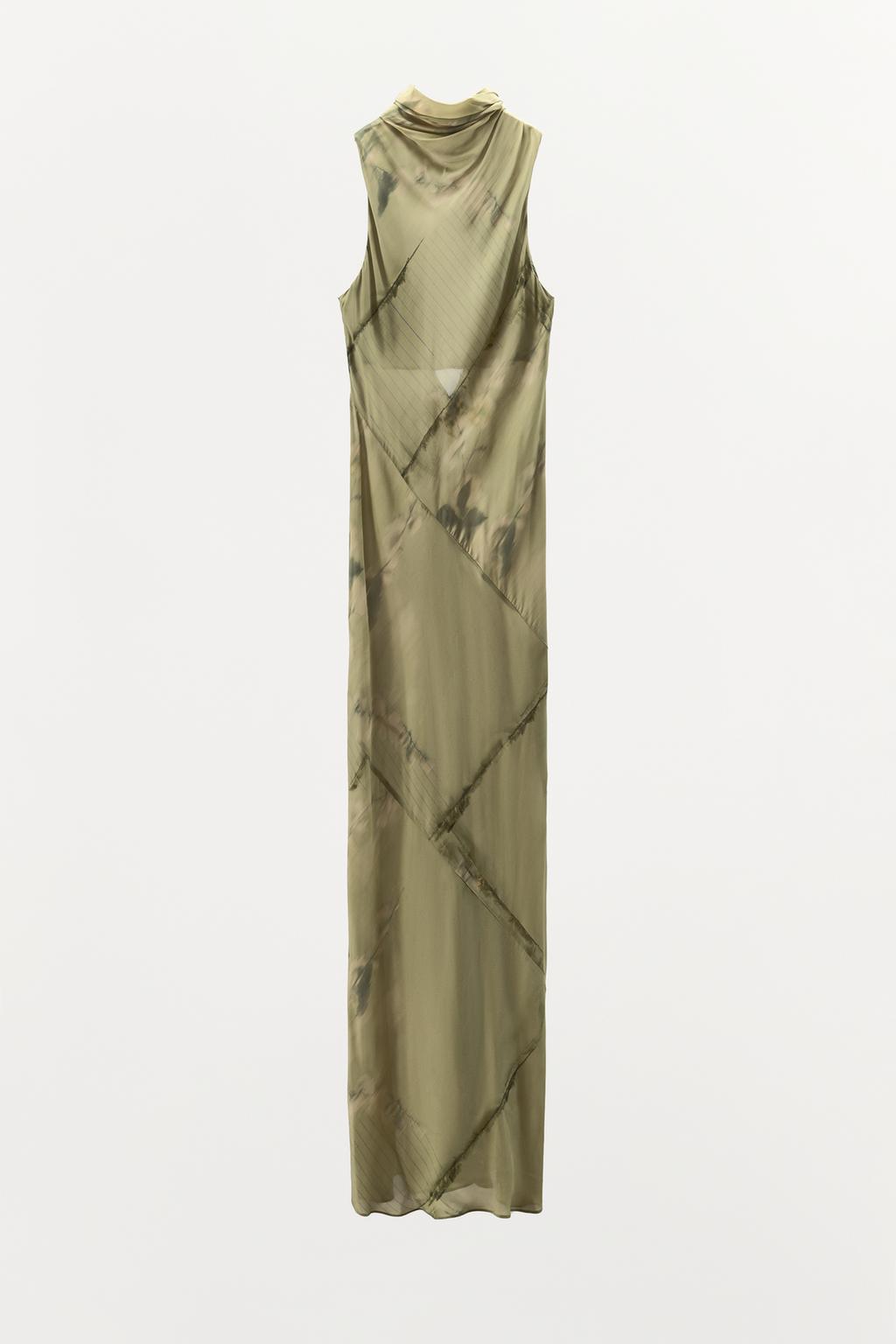 ПЛАТЬЕ МИДИ С ПРИНТОМ И ВОРОТНИКОМ-СТОЙКОЙ