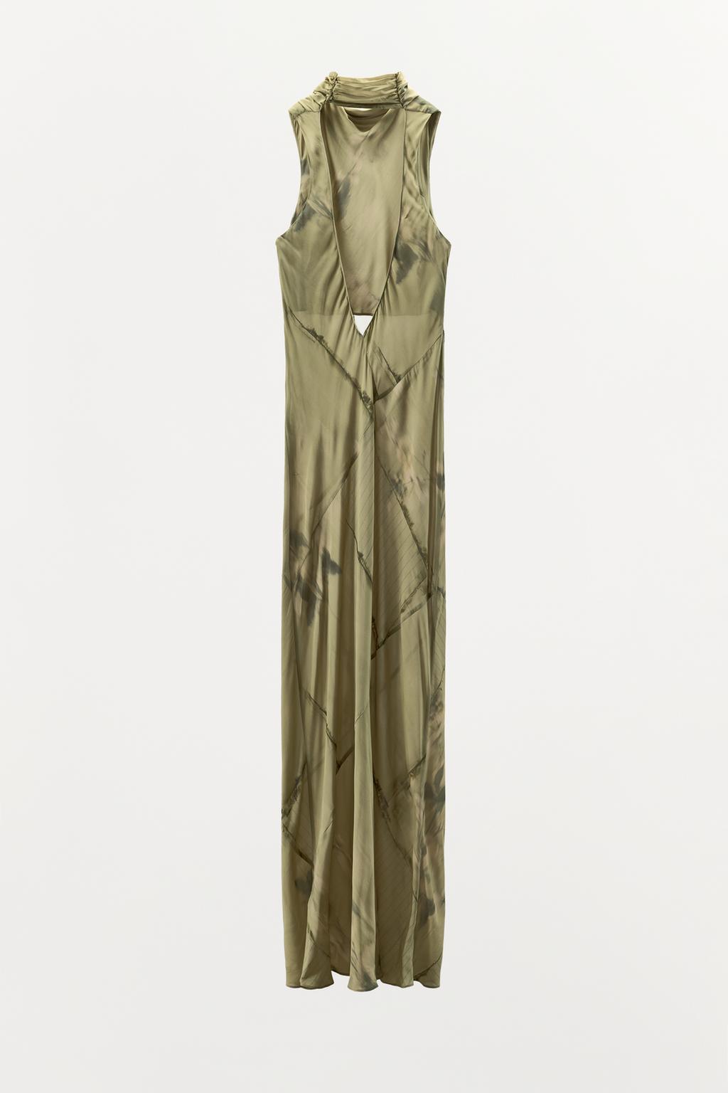 ПЛАТЬЕ МИДИ С ПРИНТОМ И ВОРОТНИКОМ-СТОЙКОЙ