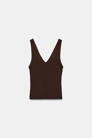 Топ в рубчик с V-образным вырезом- Заказать в России