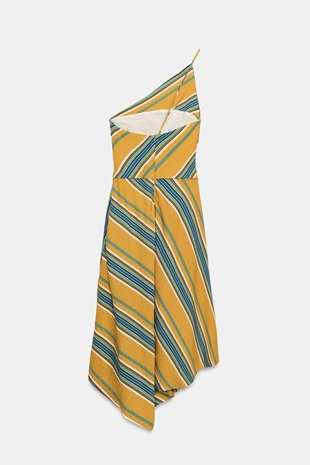 Асимметричное платье миди в полоску- Заказать в России