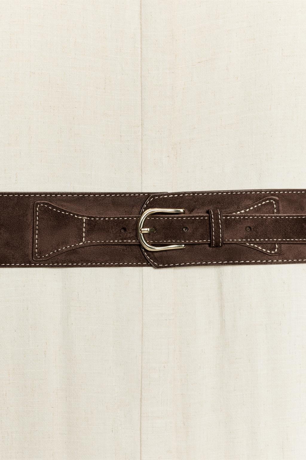 ПЛАТЬЕ МИДИ ИЗ ЛЬНА С ПОЯСОМ