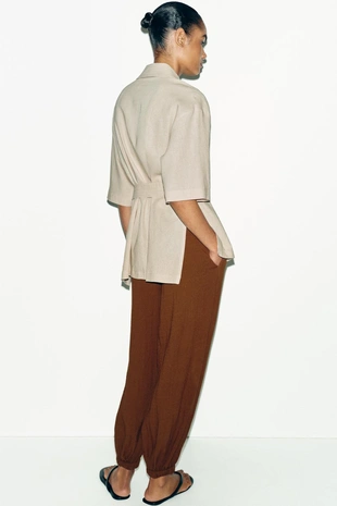 Брюки-багги с эластичным поясом- Заказать в России