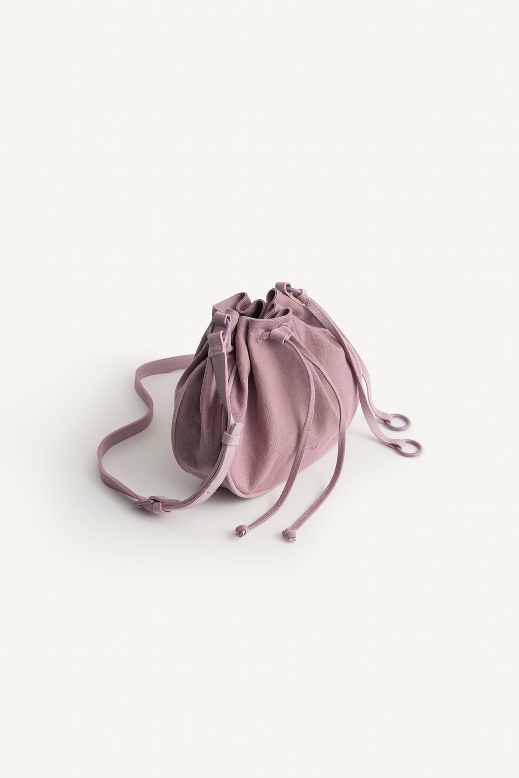 Сумка-ведро из кожи и хлопка