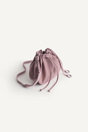 Сумка-ведро из кожи и хлопка- Заказать в России