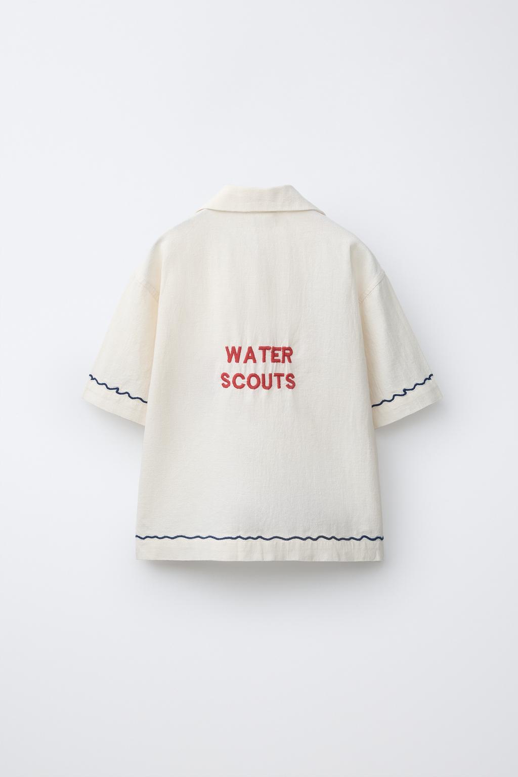 РУБАШКА БОУЛИНГ С ВЫШИВКОЙ ИЗ СМЕСОВОГО ЛЬНА