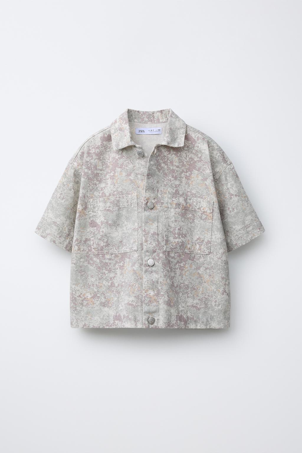 РУБАШКА ИЗ ТВИЛА С ПРИНТОМ