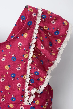 Платье из льна с цветочным принтом- Заказать в России