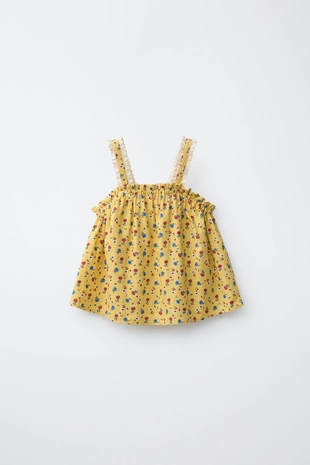 Топ из смесового льна с цветочным принтом- Заказать в России