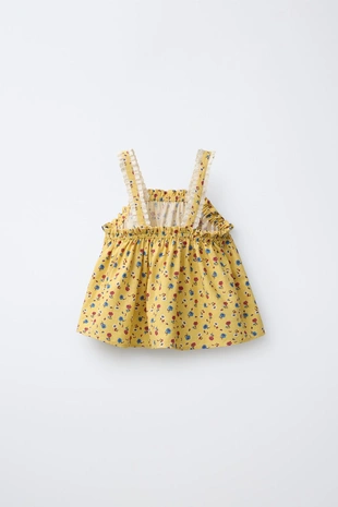 Топ из смесового льна с цветочным принтом- Заказать в России