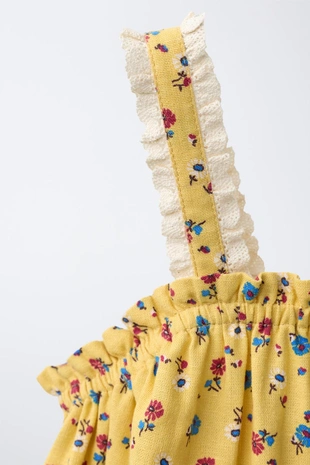 Топ из смесового льна с цветочным принтом- Заказать в России