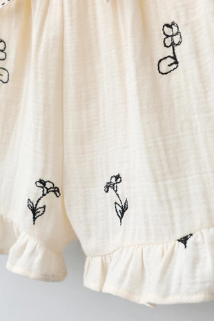 Шорты с вышивкой цветов из рельефной ткани- Заказать в России