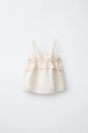 Топ из смесового льна с цветочной вышивкой- Заказать в России