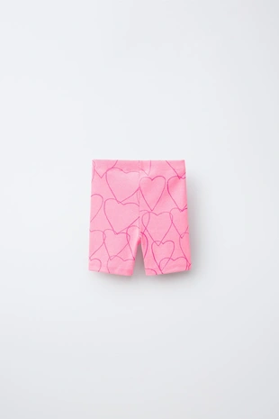 Легинсы-велосипедки в рубчик с сердечками- Заказать в России