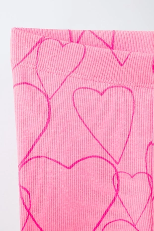 Легинсы-велосипедки в рубчик с сердечками- Заказать в России