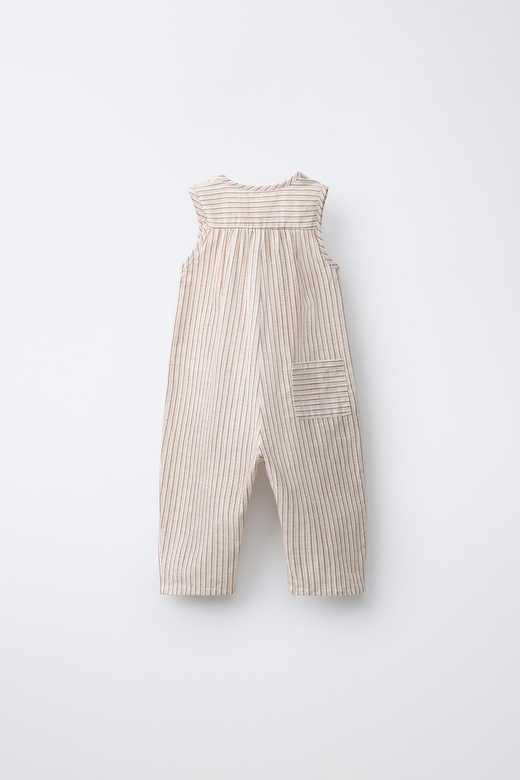 ДЛИННЫЙ КОМБИНЕЗОН В ПОЛОСКУ ИЗ ХЛОПКА И ЛЬНА