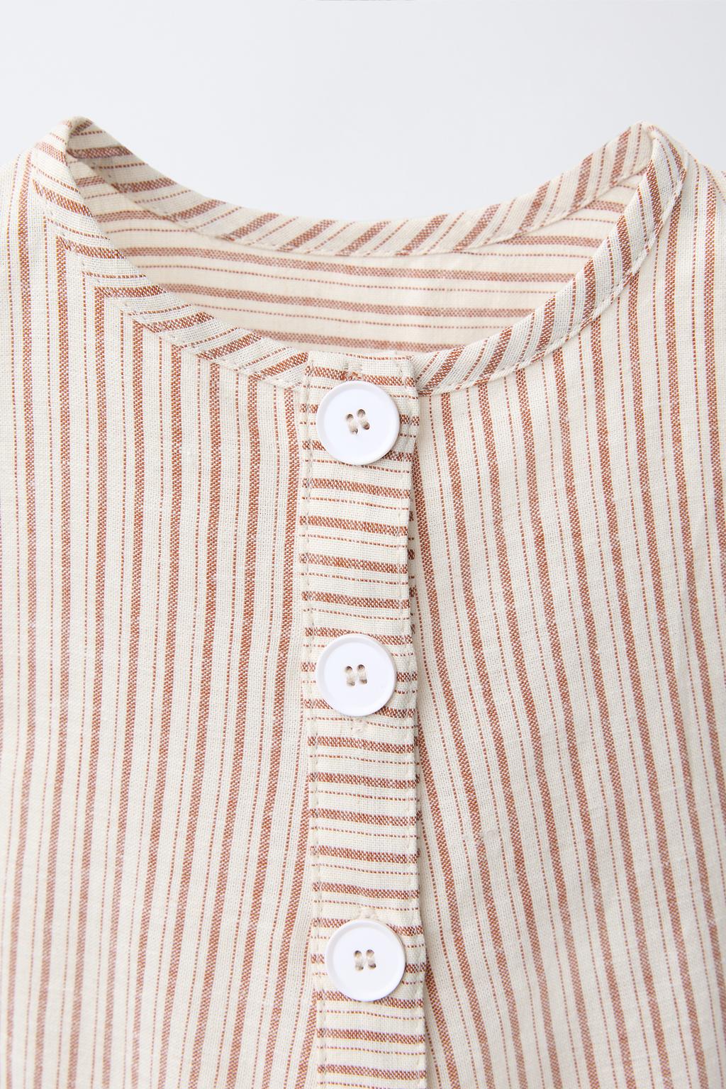 ДЛИННЫЙ КОМБИНЕЗОН В ПОЛОСКУ ИЗ ХЛОПКА И ЛЬНА