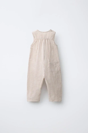 Длинный комбинезон в полоску из хлопка и льна- Заказать в России