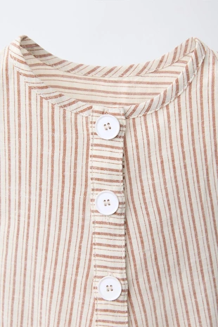 Длинный комбинезон в полоску из хлопка и льна- Заказать в России