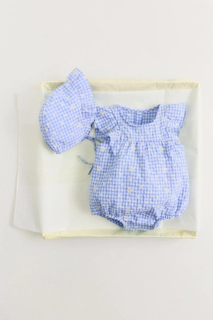 Комбинезон в клетку виши с вышивкой «ромашки»- Заказать в России