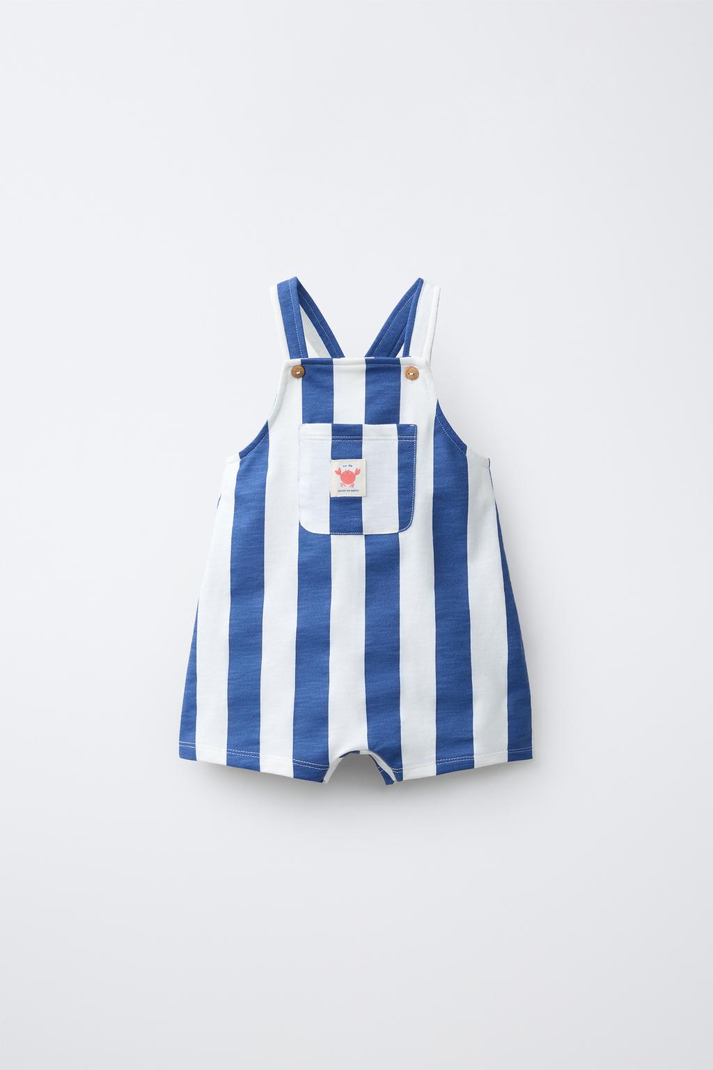 КОРОТКИЙ КОМБИНЕЗОН В ПОЛОСКУ С ЭТИКЕТКОЙ КРАБА